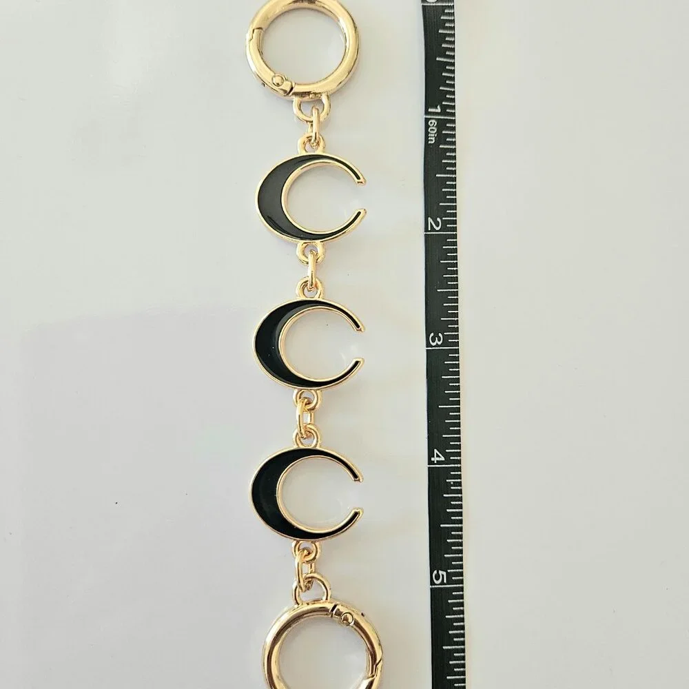 Handbag Purse Chain Handle Strap Crossbody Extender "C' - Gold Tone/Black - Picture 2 of 3